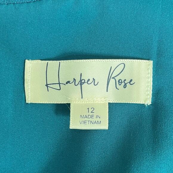 Harper Rose Teal Career Back Vent Sleeveless Tie Neck Sheath Mini Dress 12 NWOT - Picture 4 of 13